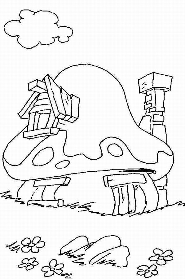 coloriage la maison champignon des schtroumpfs